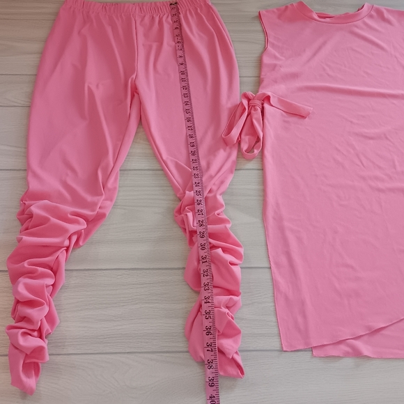 Women Sleeveless Tie Irregular Top And Wrinkled Pants Two Piece Set - Picture 7 of 15